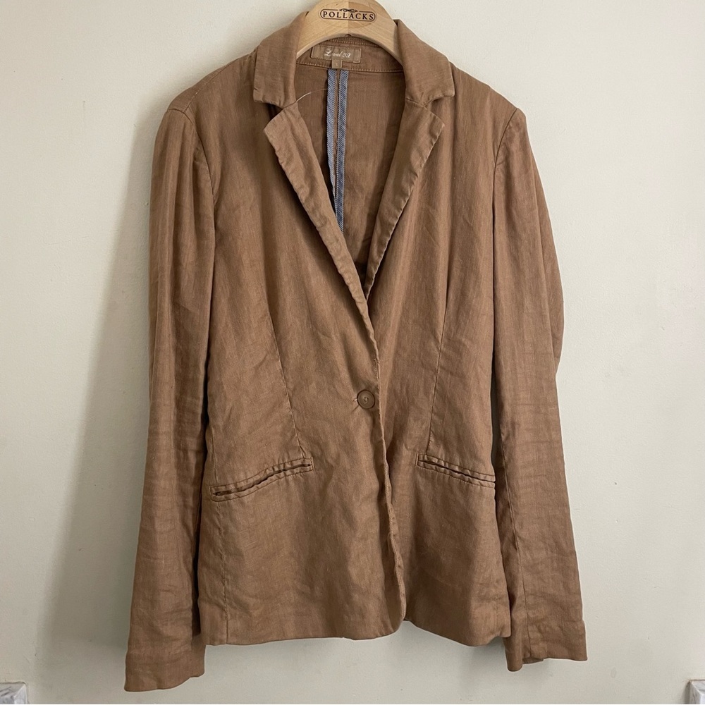 Level 99 Linen Stretch Blazer Tan size S